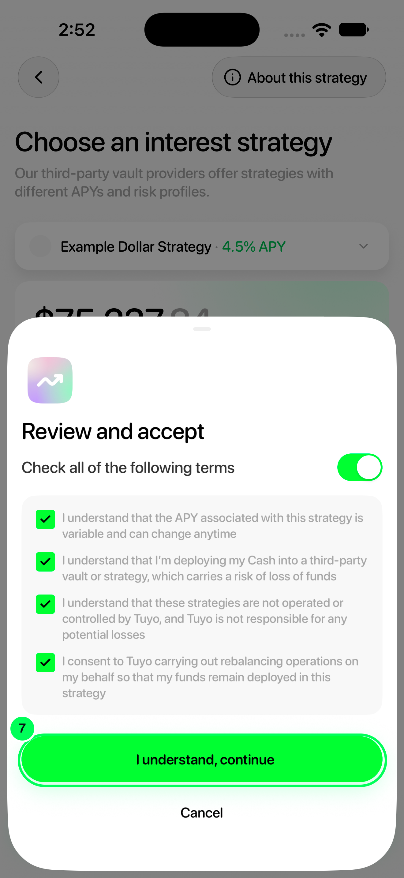 Continue with activation in the Tuyo app