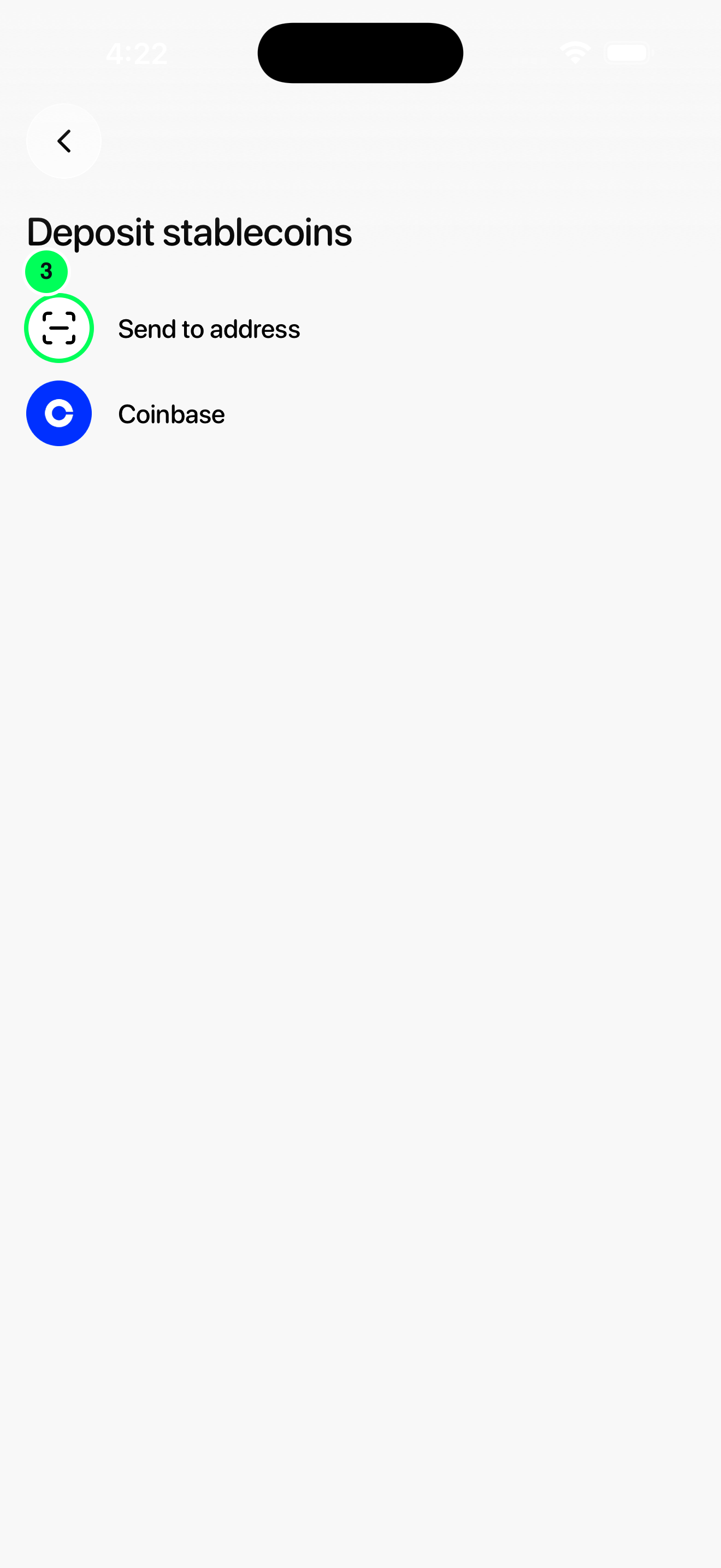 Choose Send to address in the new Tuyo app