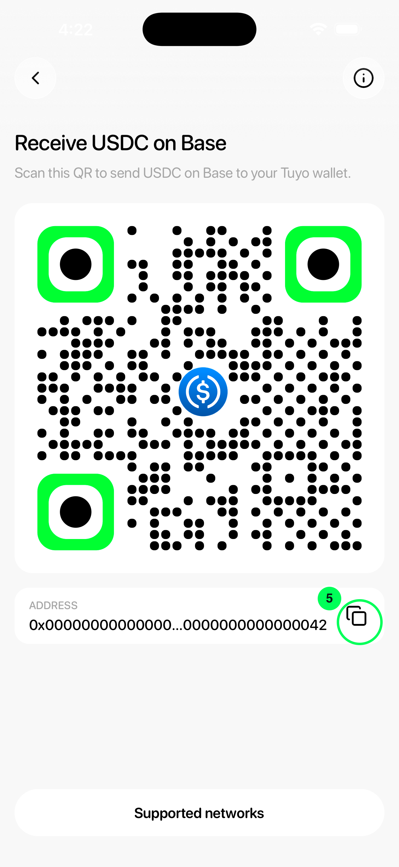 Receive USDC on Base in the new Tuyo app