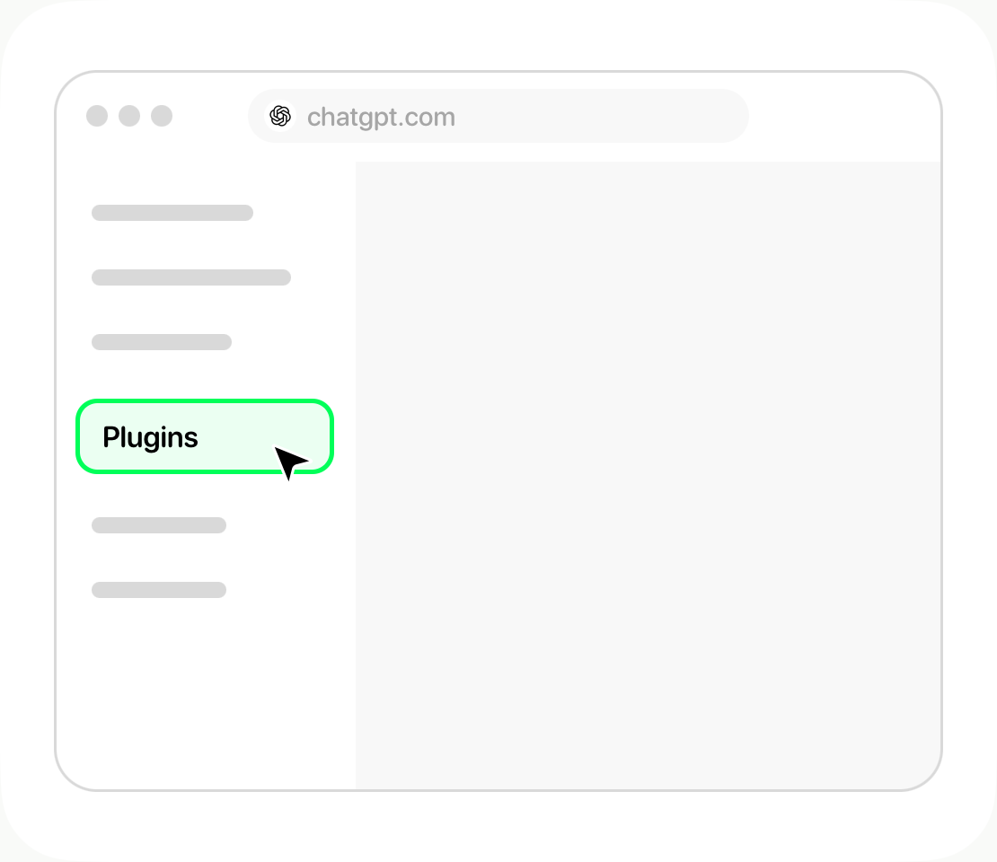 ChatGPT illustration with Plugins highlighted in the sidebar.