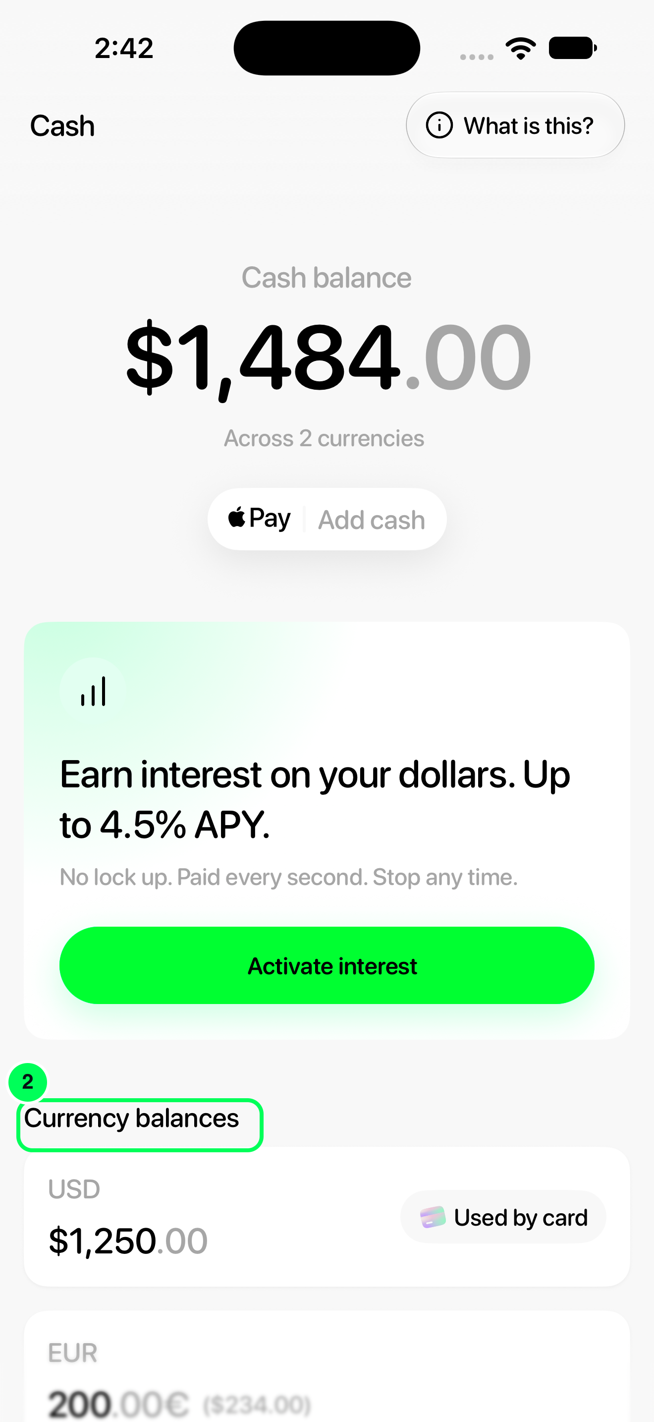 Find the currency breakdown in the Tuyo app