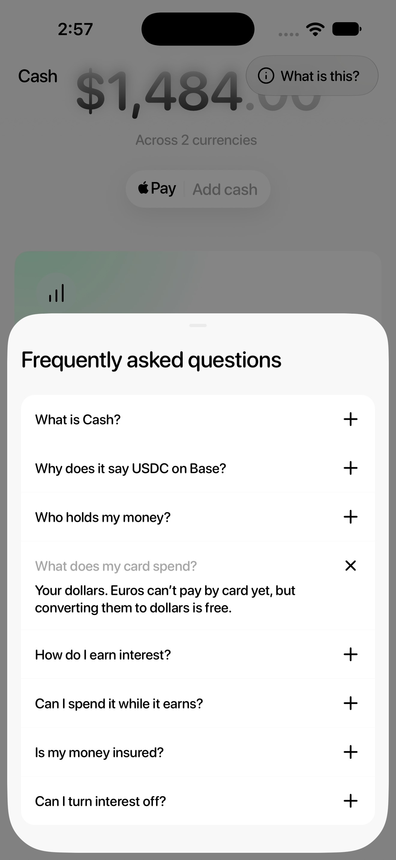 Dollars and euros in the Tuyo app