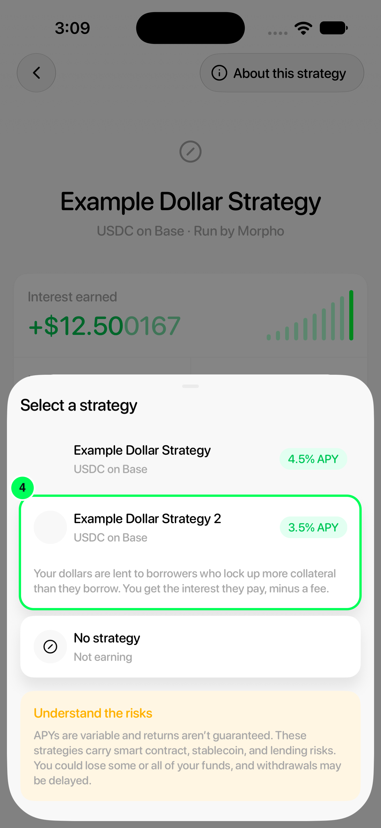 Choose a different strategy in the Tuyo app