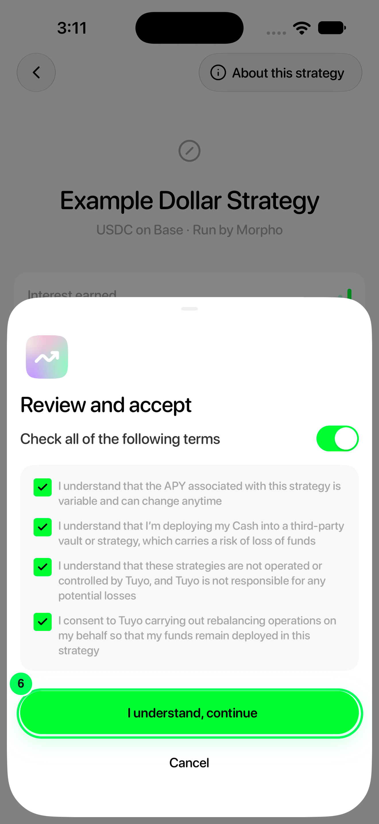 Continue with the change in the Tuyo app