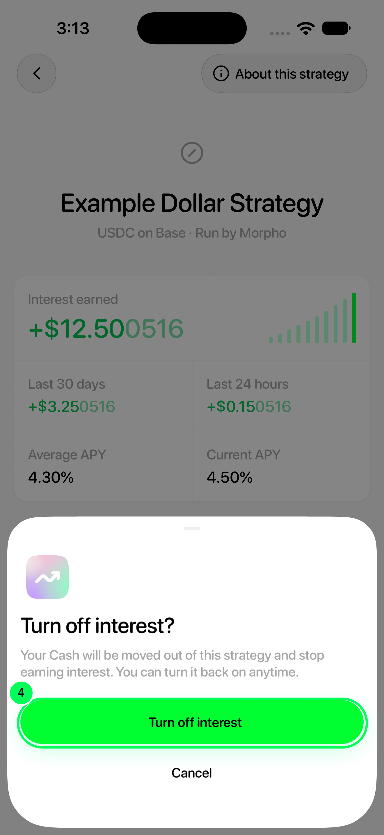 Confirm turning interest off in the Tuyo app