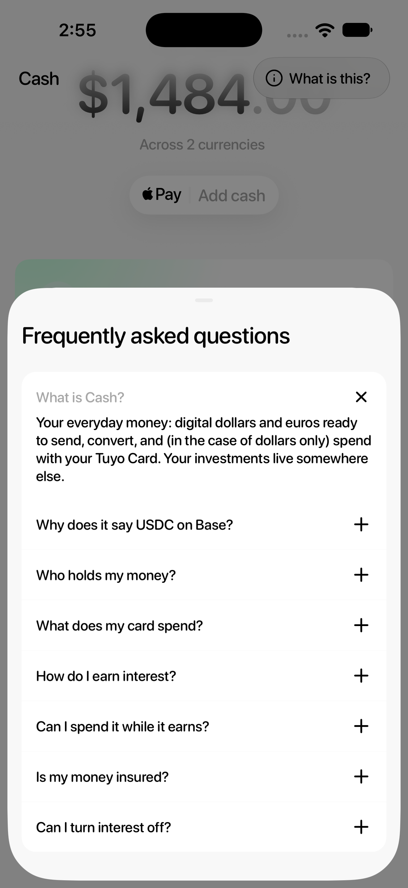 Cash and Investments in the Tuyo app